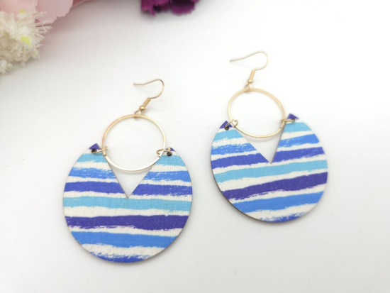 Preview: Große Holz Ohrringe Wood Muster